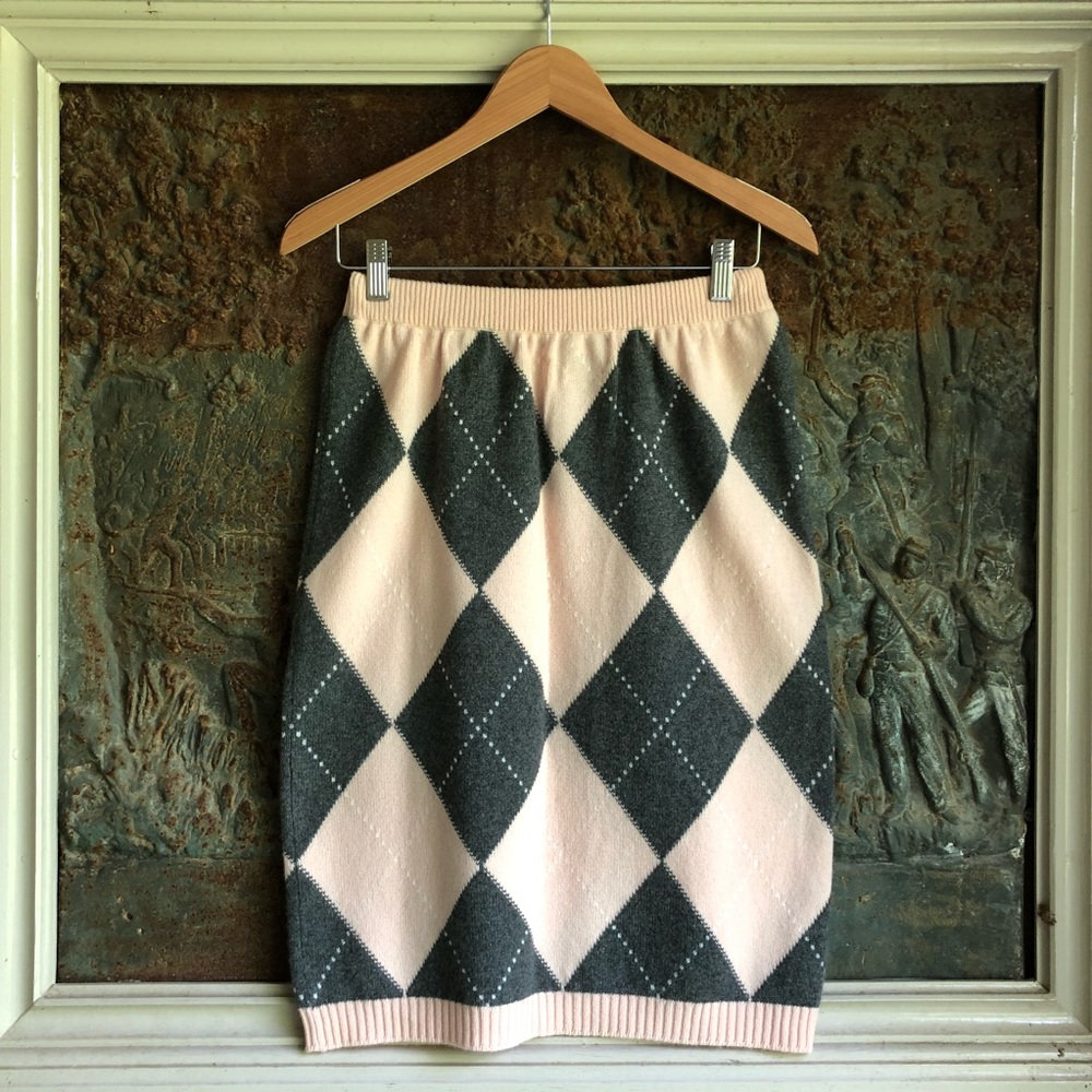 ⭐️🆕[Oscar de la Renta]💯%Cashmere Argyle Skirt